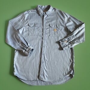 Carhartt FR Work Shirt 2XL Twill Blue Flame Resistant (FRS003-465) 2112 CAT 2